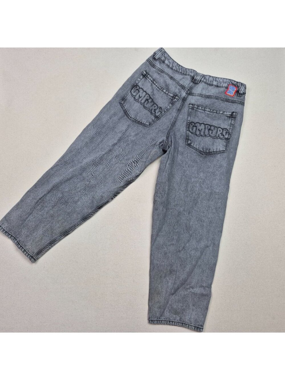 Empyre Men's Gray Embroidered Gray Baggy Wide Leg Jeans Y2K VTG Sz 32/26 - Picture 2 of 7